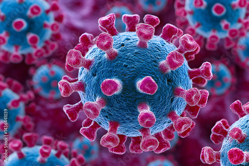 Microscopic View of Virus Cells - Scientific Visualization for Medical Research and Education