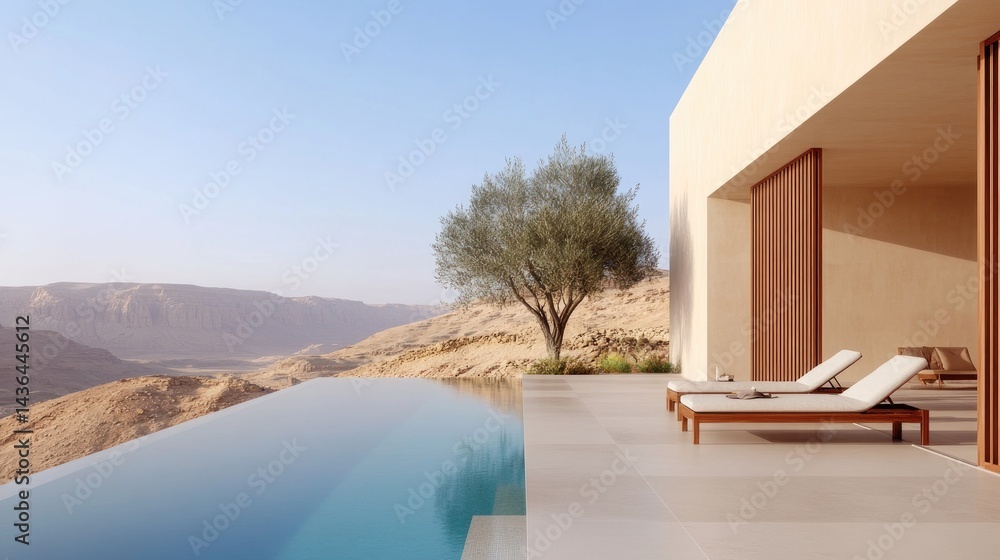 Fototapeta premium Modern Desert Villa with Infinity Pool