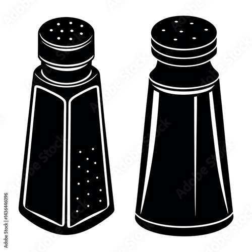 silhouette salt and pepper shakers  on white background 