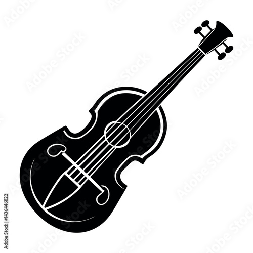 acoustic guitar silhouette vector illustration on white background