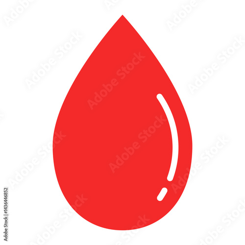 Red blood drop.Droplet of red liquid icon isolated on white background.Blood donation, medical symbol vector graphic illustration.