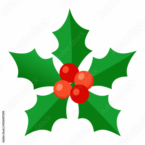 Christmas holly berry leaves vector on white background.