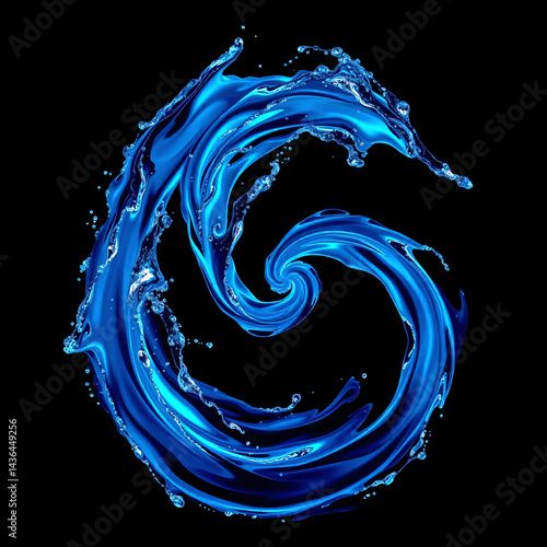 Blue abstract circle on the black background