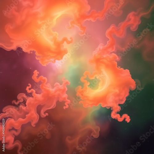 Bright orange abstract clouds swirling around