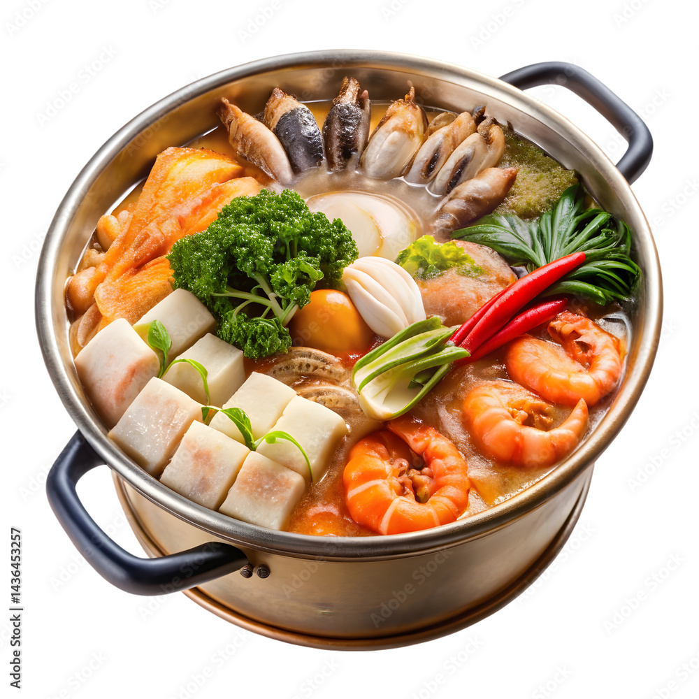Ocean Treasure Hot Pot Hot Seafood Meal Close Up Ocean Treasure Hot Pot Hot Seafood Meal Close Up