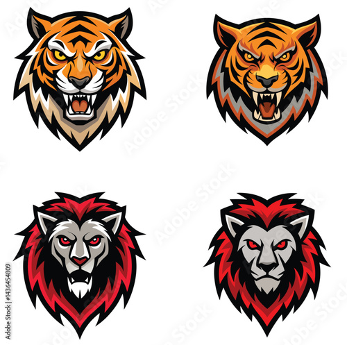 set of tiger heads