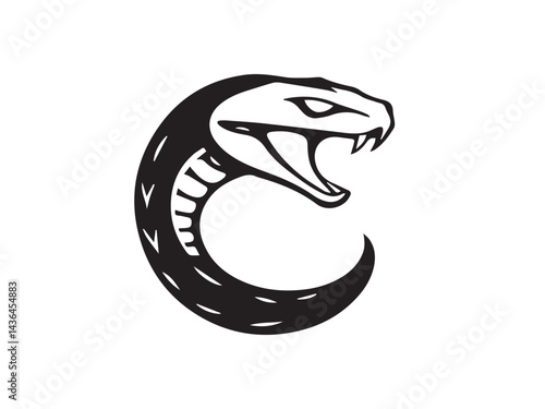 Snake silhouette on white background. Snake icon. Snake logo. Vector illustration. 