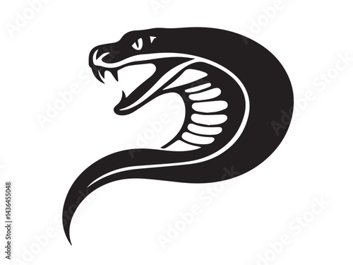 Snake silhouette on white background. Snake icon. Snake logo. Vector illustration. 