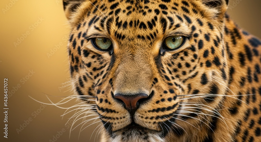 Close-Up Portrait of a Leopard with Striking Green Eyes Close-Up Portrait of a Leopard with Striking Green Eyes