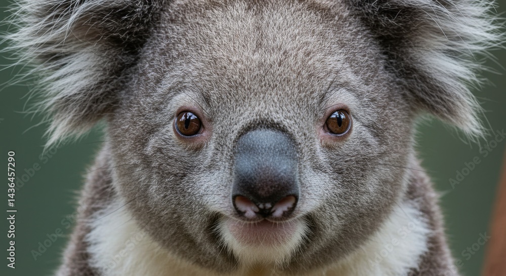Naklejka premium Close-Up Portrait of a Koala with Soft, Deep Eyes and Graying Fur