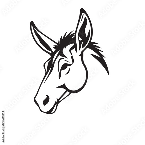 Donkey head silhouette on white background. Donkey icon. Donkey logo. Vector illustration.