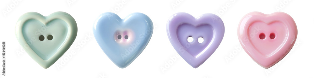 PNG Colorful heart-shaped buttons, element set on transparent background