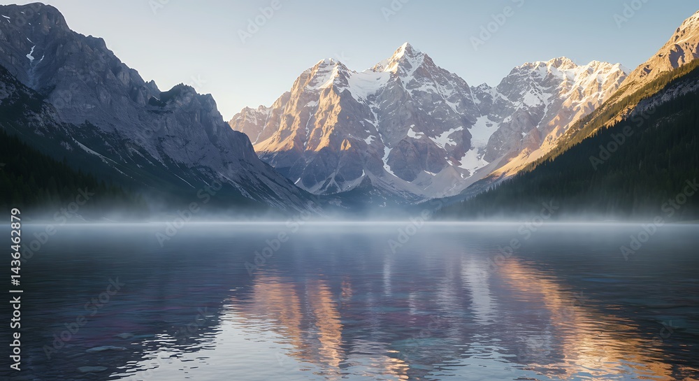 Fototapeta premium Golden Hour Reflections AI Generated