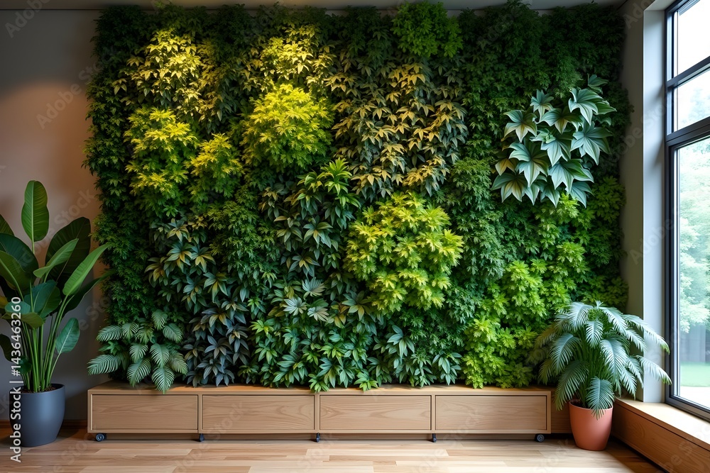 Obraz premium Vibrant living wall panel with rich botanical design for luxury interiors and high-end concepts