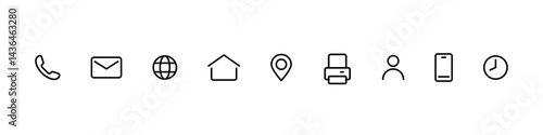 Contact icons. Contact sign vector set. Telephone number symbol. Email logo. Mail envelope sign. Location address line icon set. Contact us icon minimalistic set.