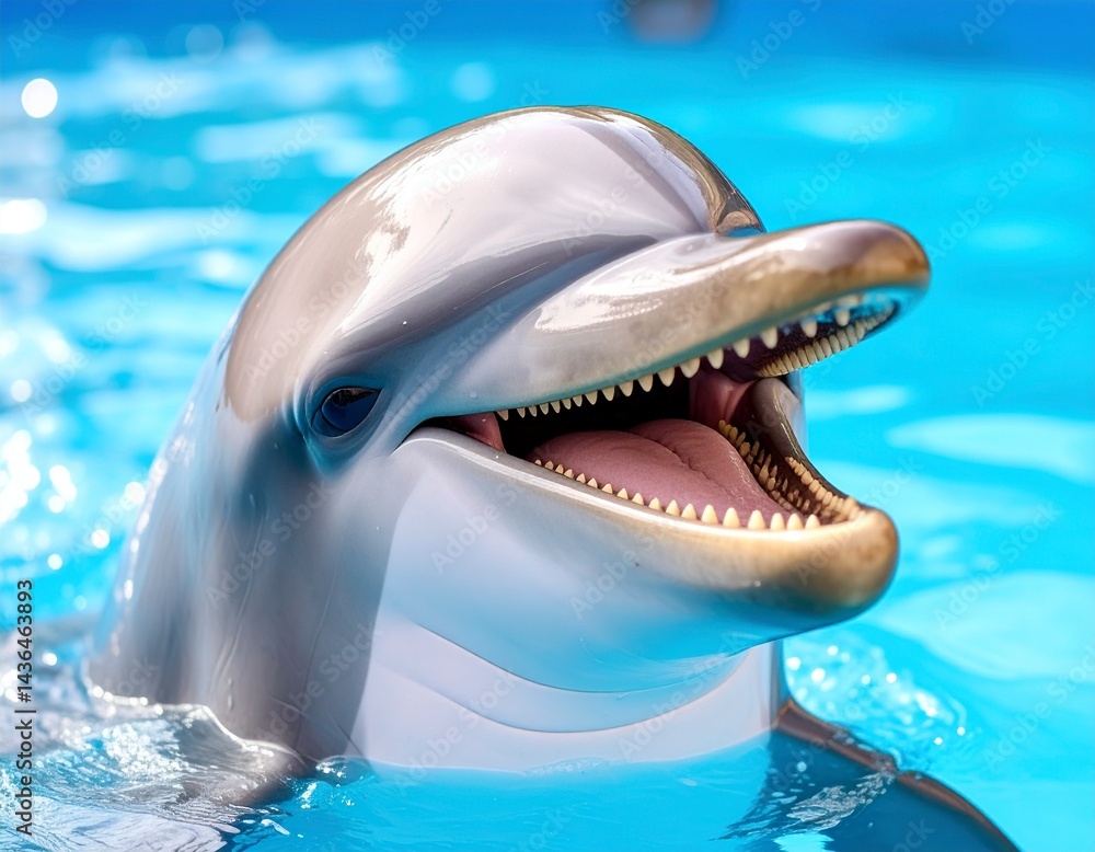 Naklejka premium Dolphin, smiling, close up