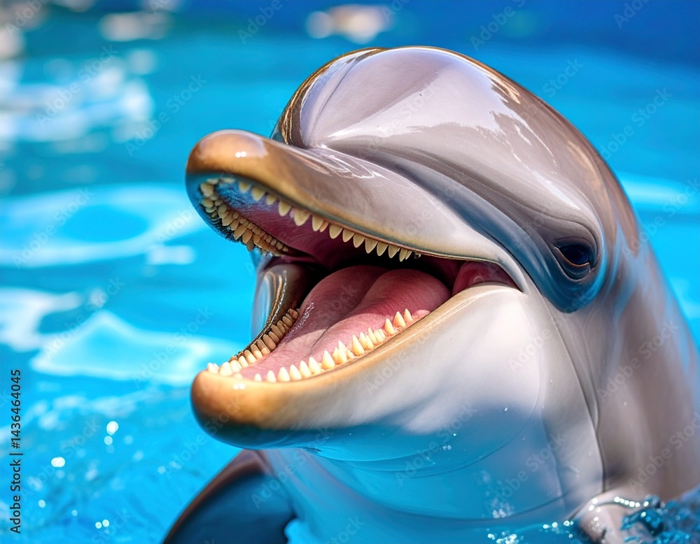 Fototapeta premium Dolphin, smiling, close up