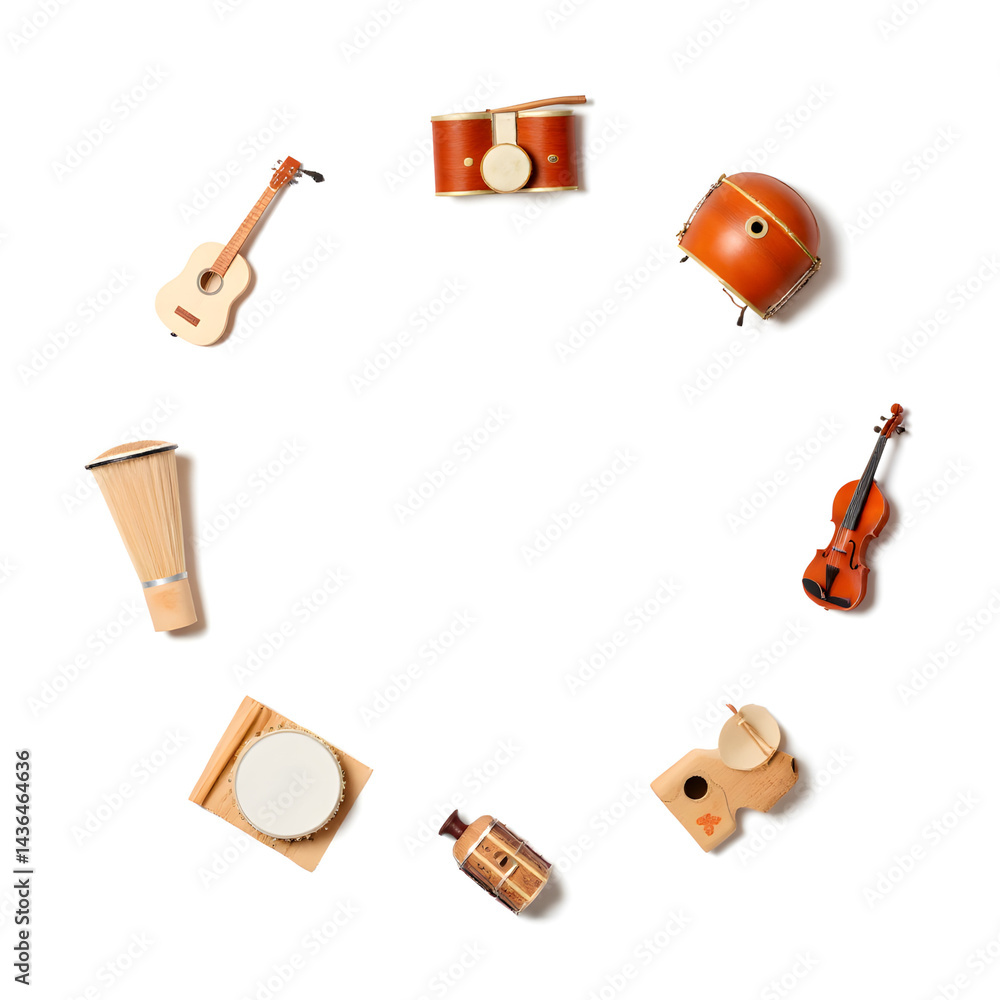 Fototapeta premium Assorted Musical Instruments on White Background