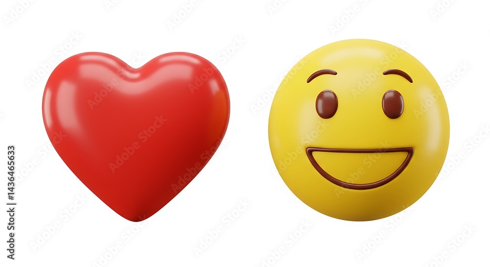 Fototapeta premium Smiling Heart, Digital Delight AI Generated