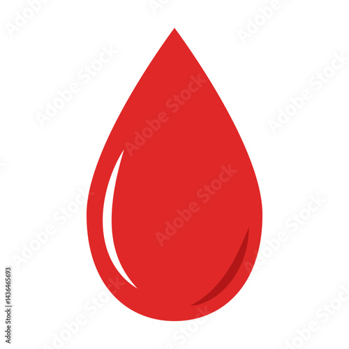 Red blood drop.Droplet of red liquid isolated on white background.Blood donation, medical icon symbol vector graphic illustration.