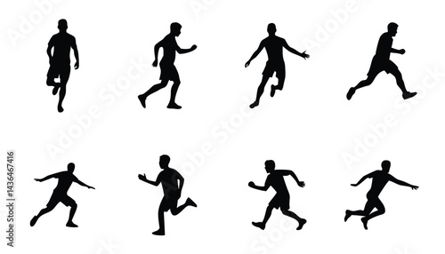 Dynamic Male Running Silhouettes - Athletic Movement Icons