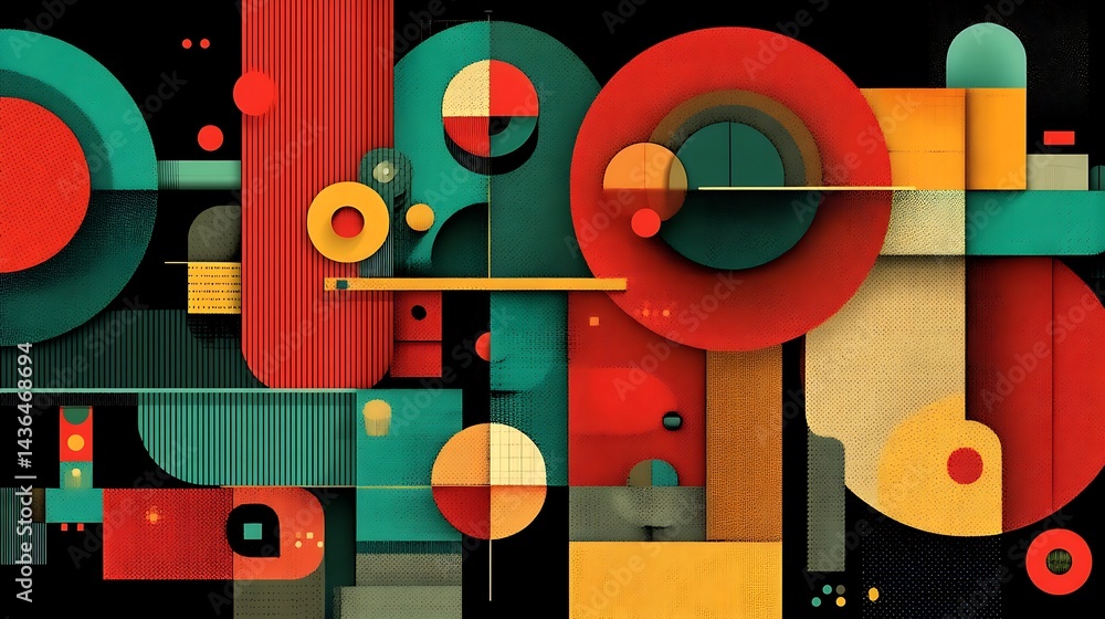 Abstract work using shapes, lines, and circles. Abstract work using shapes, lines, and circles.