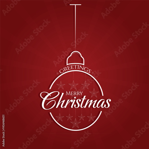 Happy Merry Christmas greetings, typography decorative Christmas ball, with Christmas star decoration