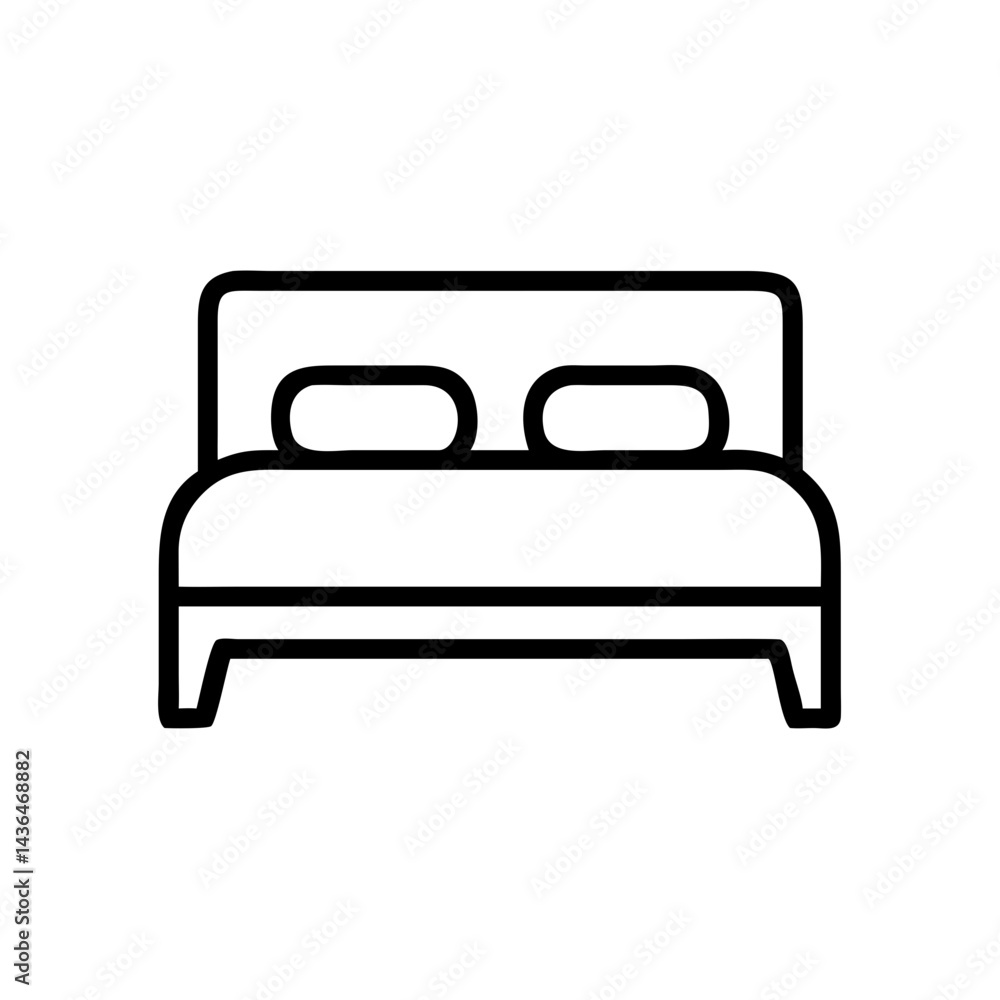 Simple Bedroom Icon Design with Two Pillows Simple Bedroom Icon Design with Two Pillows