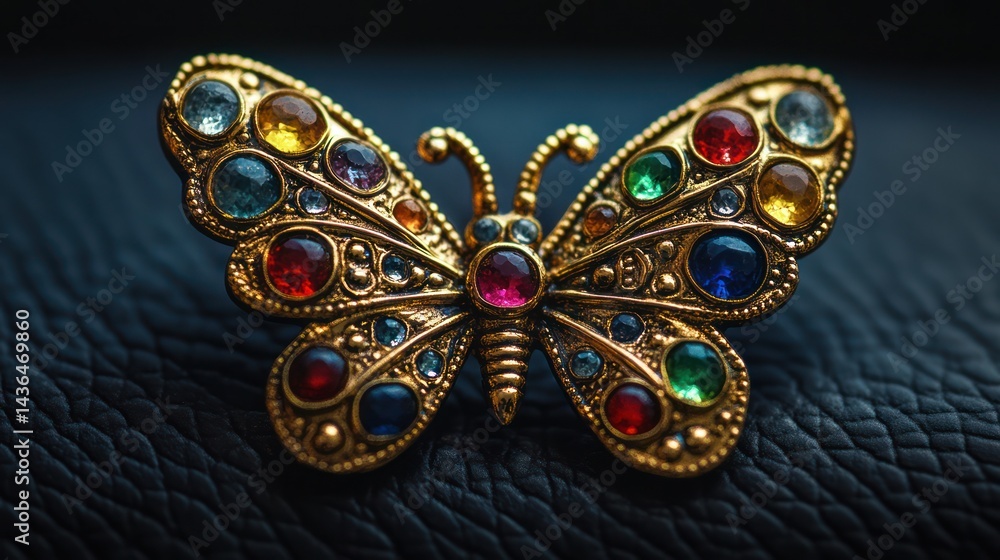 Fototapeta premium Ornate butterfly brooch, dazzling gems