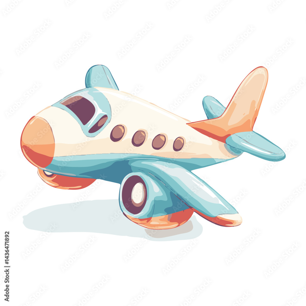 Fototapeta premium Cute cartoon airplane illustration 