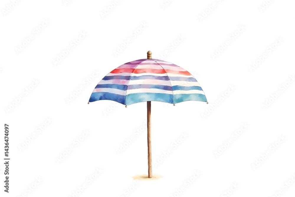Fototapeta premium Watercolor Pastel Beach Umbrella Illustration Isolated on White