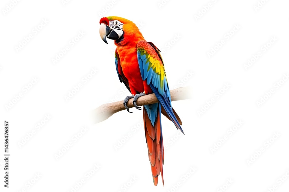 Fototapeta premium Watercolor Parrot with Bright Tropical Colors on White Background