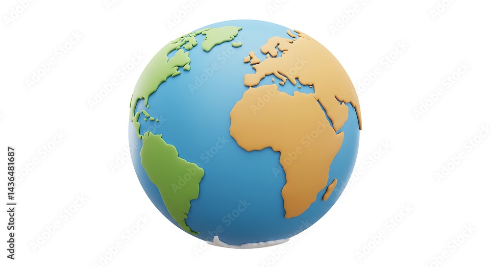 Naklejka premium Globe Illustration Showing Continents Isolated on White