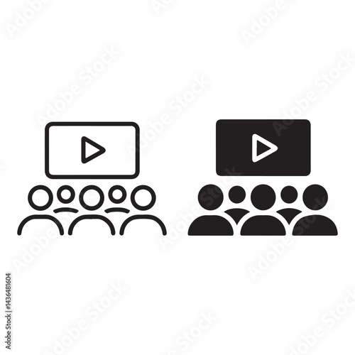 Video viewing icon duo outline and solid styles
