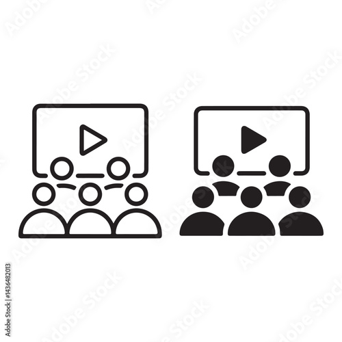 Video viewing icon duo outline and solid styles