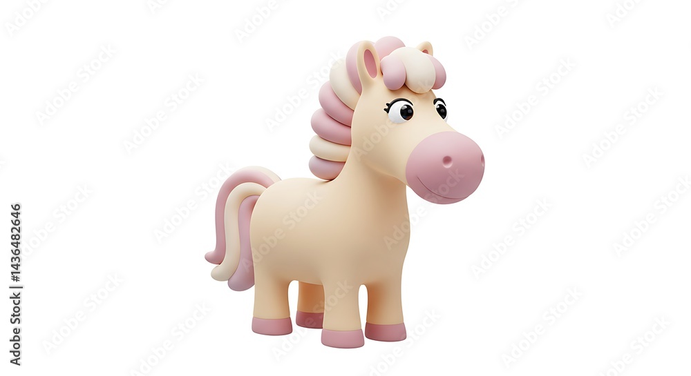 Fototapeta premium Cute Toy Horse Standing Isolated on White Background