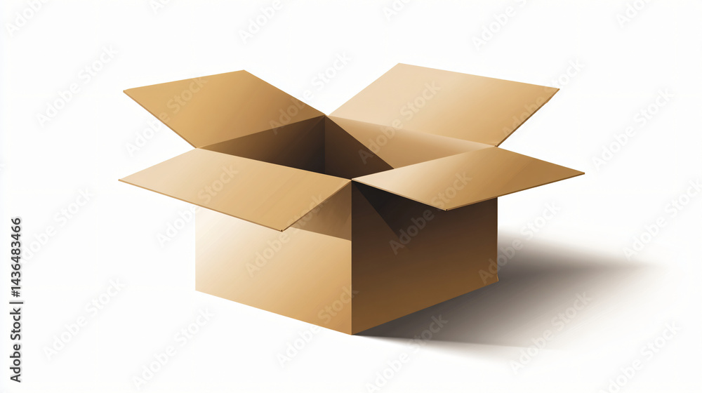 Open cardboard box packaging illustration isolated on white Open cardboard box packaging illustration isolated on white