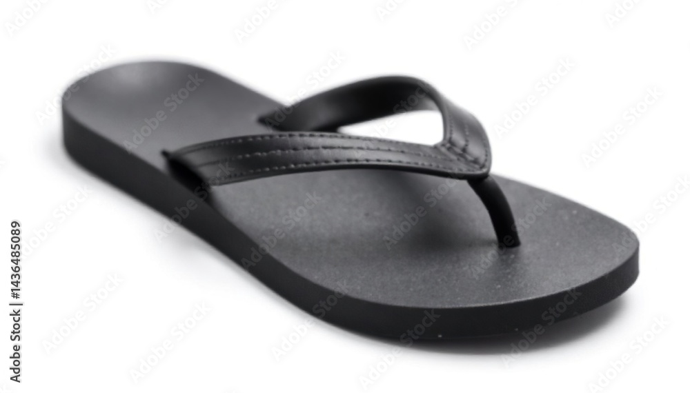 Single black flip-flop isolated on white background , one, isolated flip flop, heel Single black flip-flop isolated on white background , one, isolated flip flop, heel