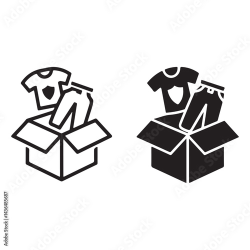 Delivery apparel boxes icon duo outline and solid styles