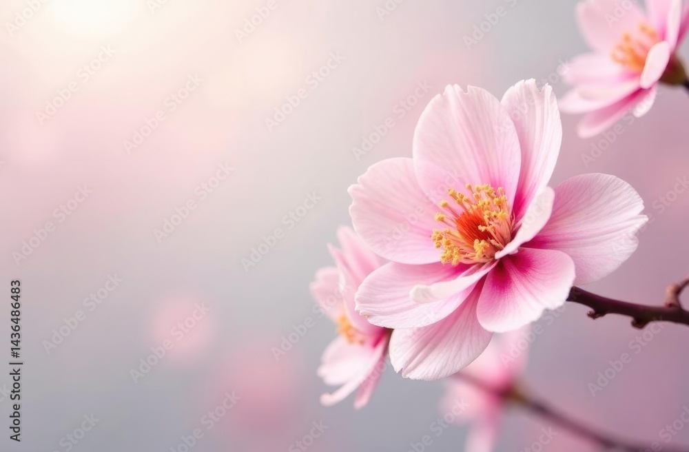 Pink cherry blossom on white background, isolated Sakura tree branch Pink cherry blossom on white background, isolated Sakura tree branch