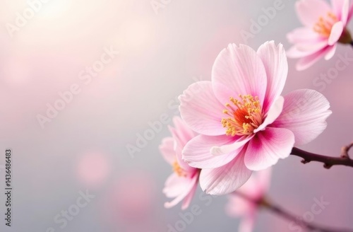 Wallpaper Mural Pink cherry blossom on white background, isolated Sakura tree branch Torontodigital.ca