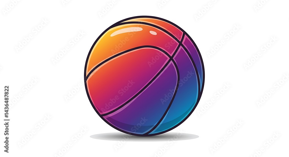 Fototapeta premium Basketball with Vibrant Colors Isolated on White