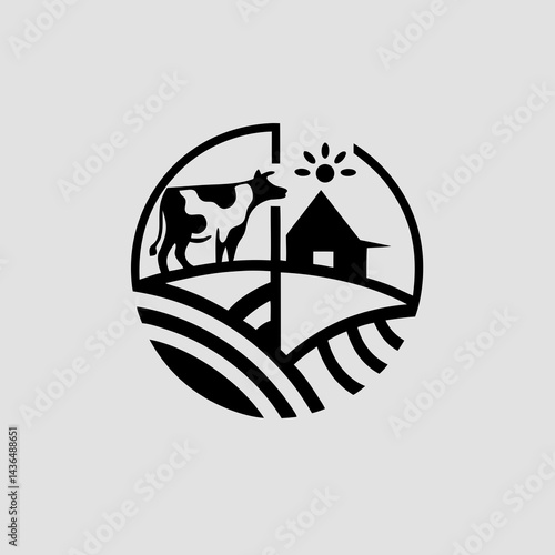 Cow Minimal Animal Logo Silhouette Vector