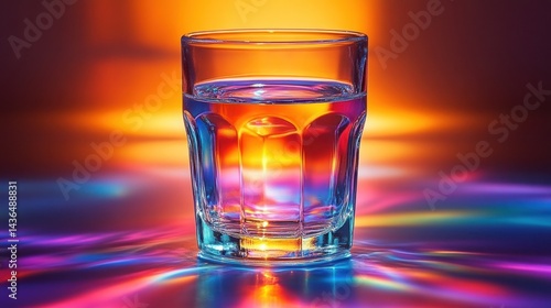 Vibrant Glass of Water: A Symphony of Color and Light