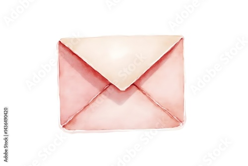 Watercolor Email Icon Illustration – Envelope with Symbol on White Background