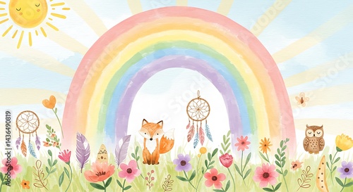 Rainbow Meadow Dreams AI Generated