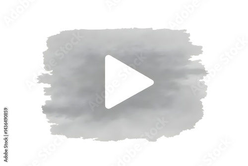 Watercolor play button for video streaming and media content on white background