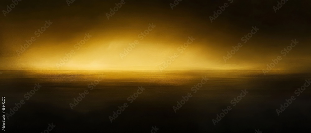 Fototapeta premium Abstract golden horizon landscape with dark foreground, creating a moody and atmospheric scene Concept of mystery, nature, and tranquility