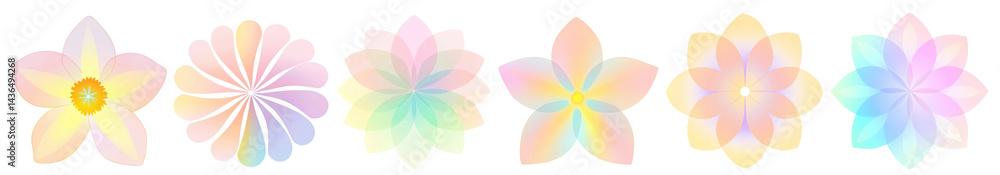 Obraz premium PNG Pastel floral pattern design, element set on transparent background