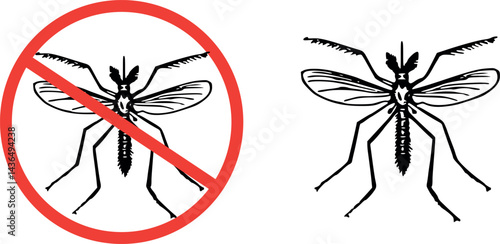 Mosquito Warning Sign - Vector Illustration for Pest Control and Health Hazard Alerts